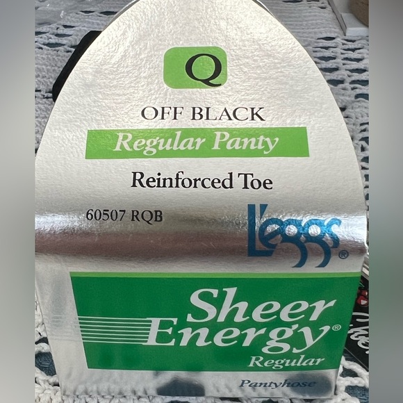 Leggs sheer energy off black QUEEN size pantyhose reinforced toe Mexico made - Picture 1 of 5